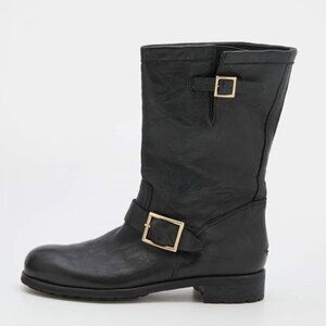 Jimmy Choo Black Leather Ankle Length Boots